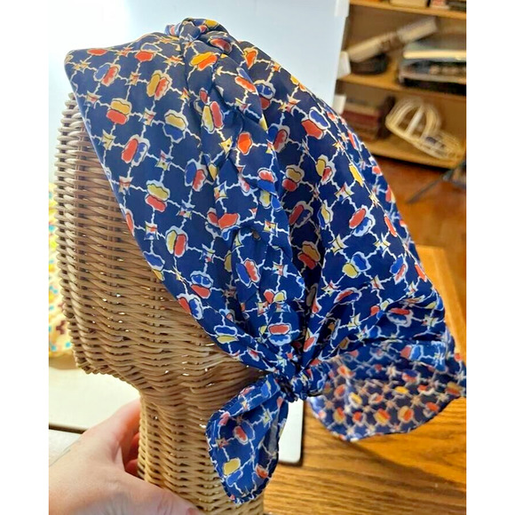 2 Vintage 70s Bandana Geometric Head Scarf Boho Hippy - Picture 4 of 4